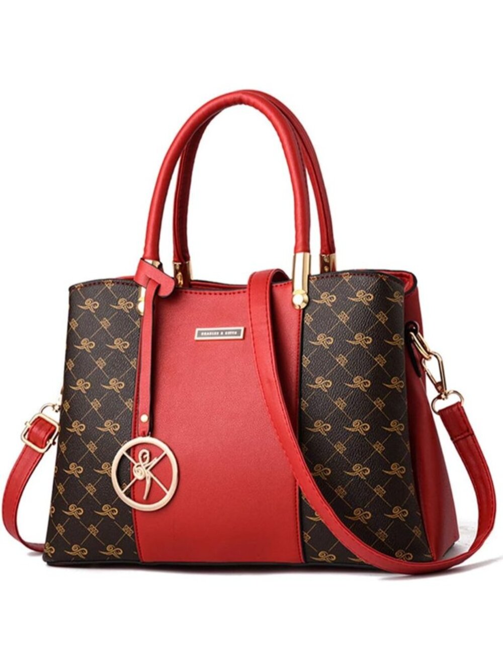 〽️Women's Red Top Handle Satchel Messenger Tot Shoulder Purses Trendy Handbags